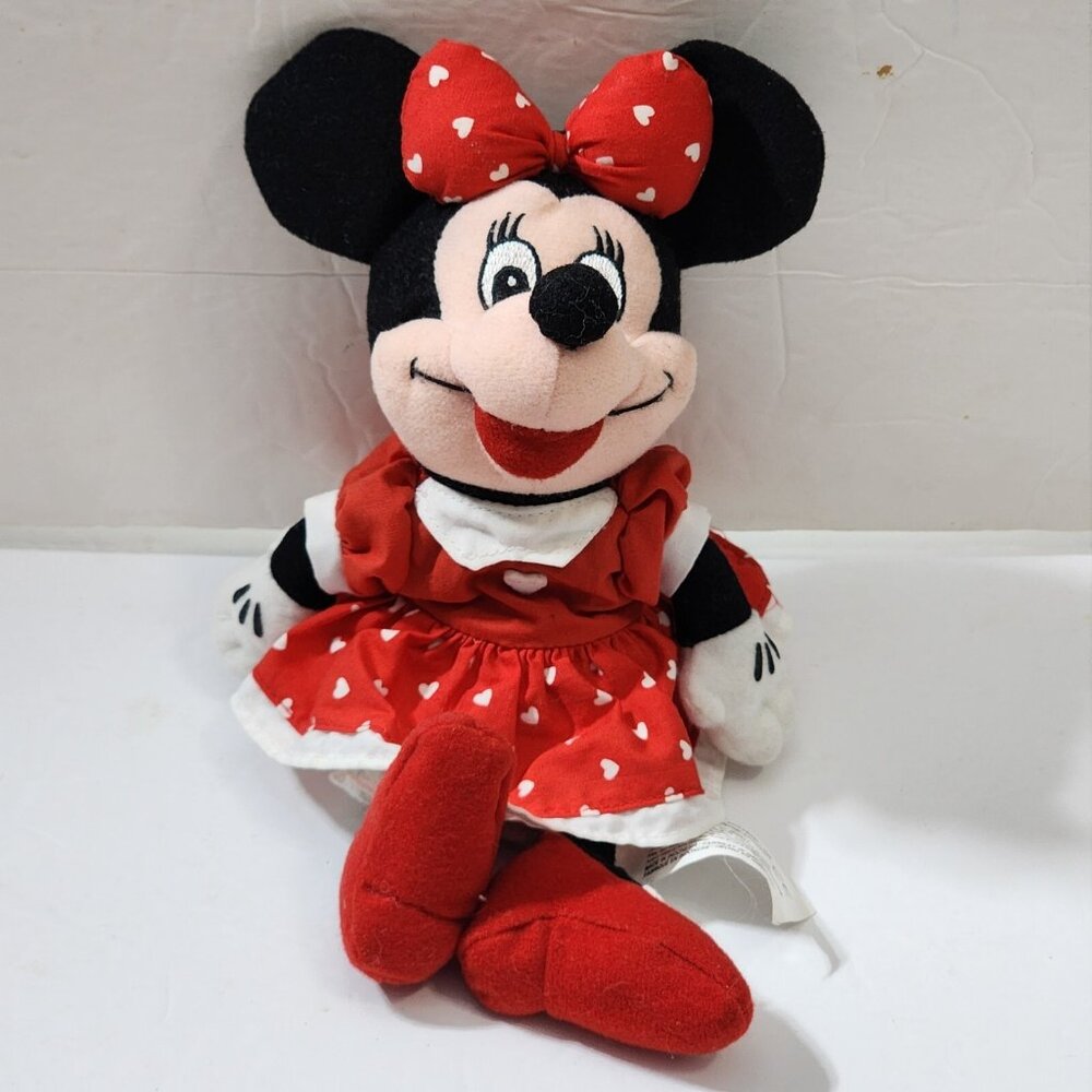 Disney‎ Minnie Mouse Heart Dress Valentine's Day Plush Beans 8" Sewn Eyes